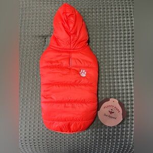 Orange Quilted Dog Jacket with Hood